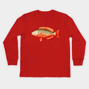 Red Parrot Tropical Fish Kids Long Sleeve T-Shirt